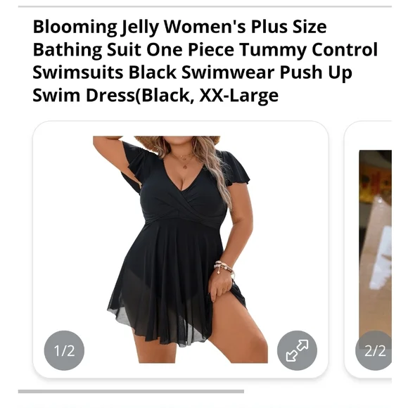BLOOMING JELLY - XXL Elegant Black Swim Dress - Picture 9 of 10
